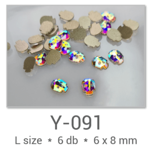 Profinails forma strasszkövek #Y-091 Crystal AB 6 db (6x8 mm koponya)