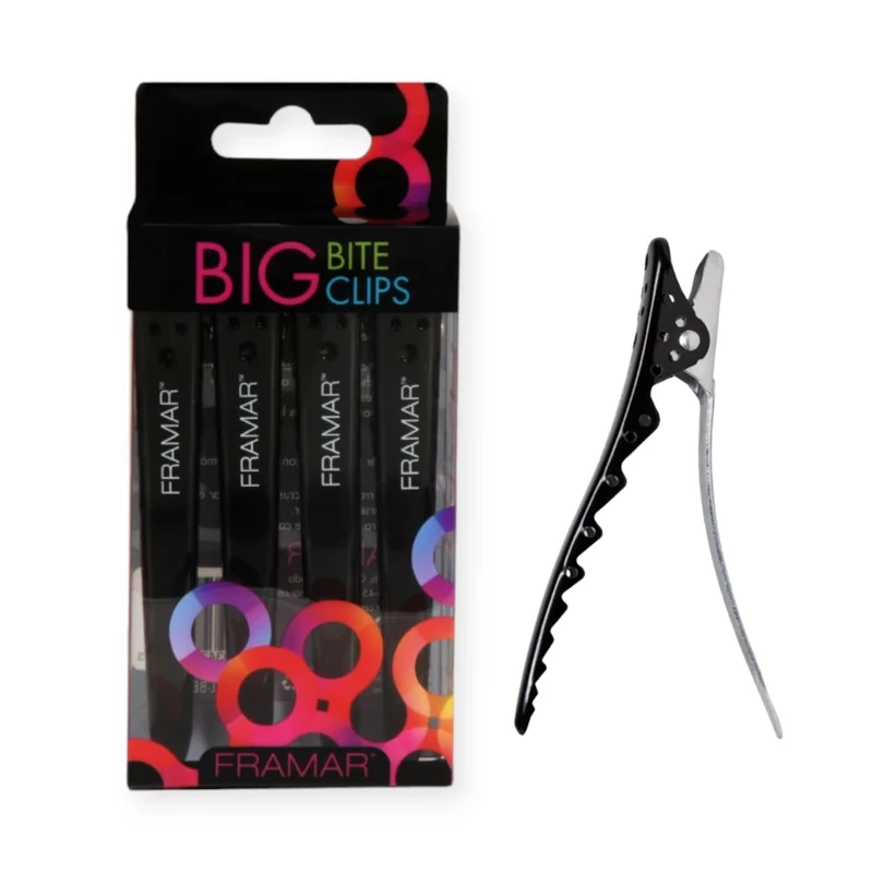 Hajcsipesz fém Framar Big Bite fekete 4 db